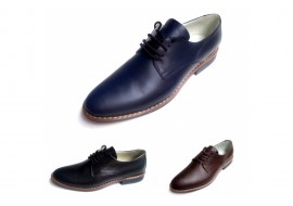 Oferta marimea 39, 41, 44, Pantofi barbati casual, eleganti din piele naturala bleumarin inchis, LNIC184BLBOX